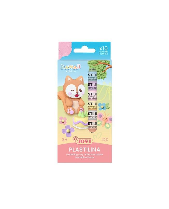 JOVI Kawaii Plastiline 10 x 15 g – 10 couleurs pastel