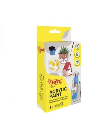 JOVI DECOR Acryl – Peinture acrylique multi-surfaces 6 × 35 ml + pinceau