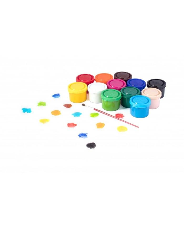 JOVI Gouache Liquide 12 × 35 ml + Pinceau – Couleurs Assorties