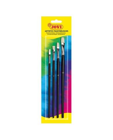 JOVI Set de 4 Pinceaux plats en poils naturels (Ref 8386)