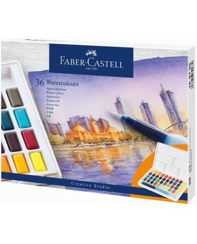 Boîte d’aquarelles Faber-Castell 36 couleurs avec pinceau à réservoir