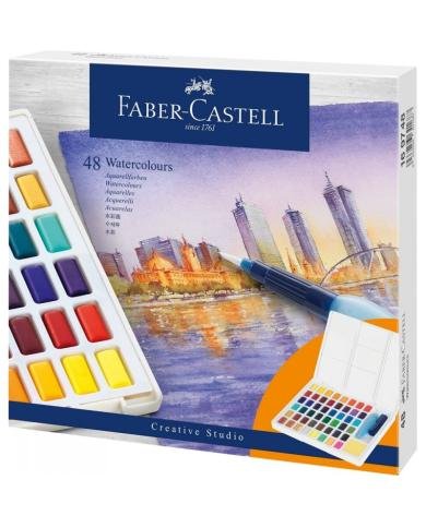 Boîte d’aquarelles Faber-Castell 48 couleurs avec pinceau à réservoir