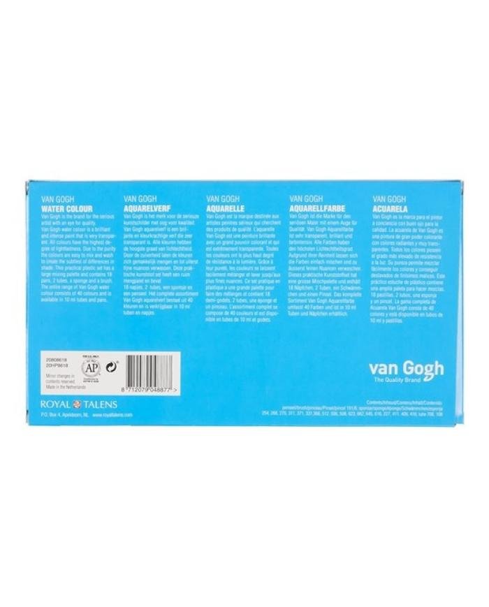 Van Gogh Royal Talens – Coffret aquarelle 18 demi-godets + 2 tubes 10 ml + pinceau