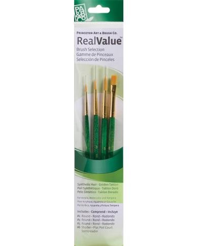 Set de pinceaux Princeton Gold Taklon – 4 pinceaux assortis