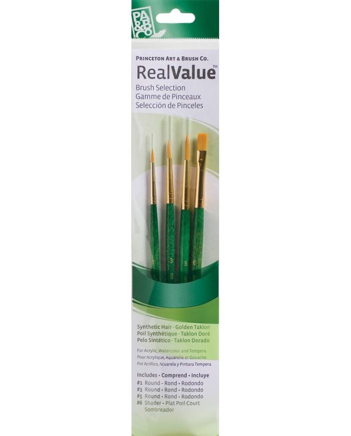 Set de pinceaux Princeton Gold Taklon – 4 pinceaux assortis