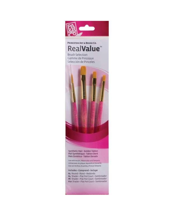 Set de pinceaux Princeton Real Value 9181 Gold Taklon – 4 pinceaux assortis