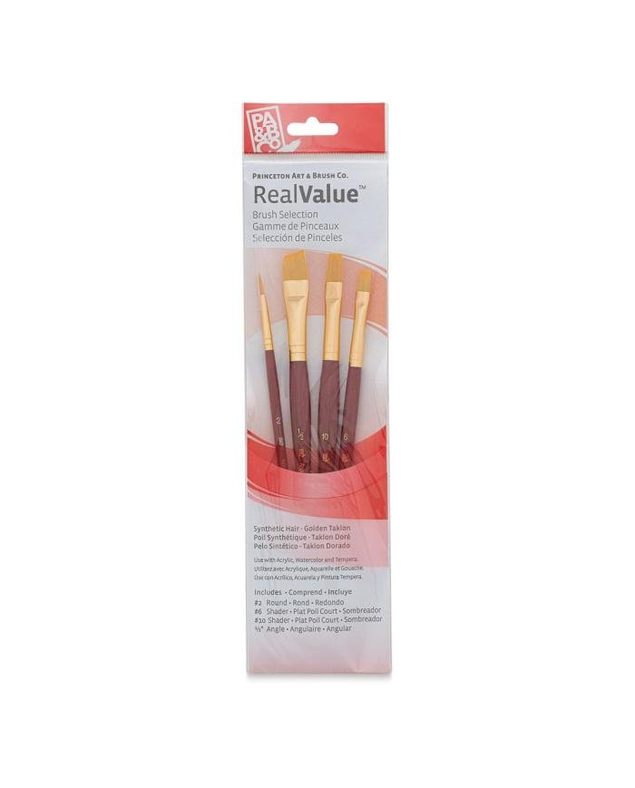 Set de pinceaux Princeton Real Value 9123 Gold Taklon – 4 pinceaux assortis