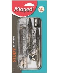 Boîte de Géométrie Maped Study 10 Pièces en Coffret Métal