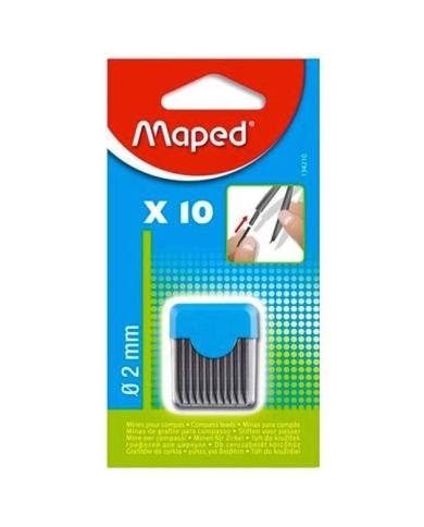 Étui de 10 Mines 2 mm pour Compas Maped