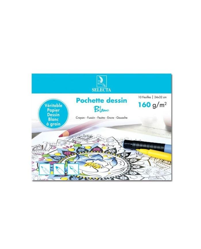 Pochette Papier Dessin Selecta Blanc 24x32 cm 160 g – 10 feuilles