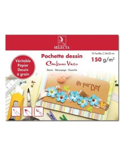 Pochette papier dessin Canson couleurs vives 24×32 cm – 10 feuilles