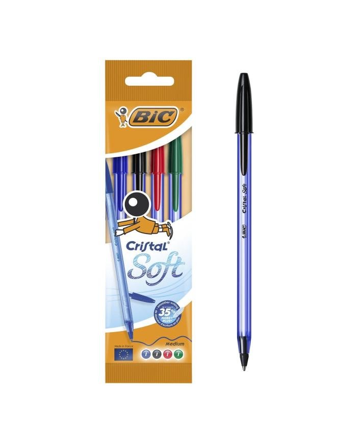 Pochette de 4 stylos bille BIC Cristal Soft