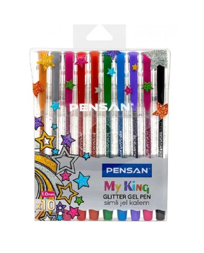 Stylo gel pailleté glitter “Pensan My-King” – assortiment 10 couleurs