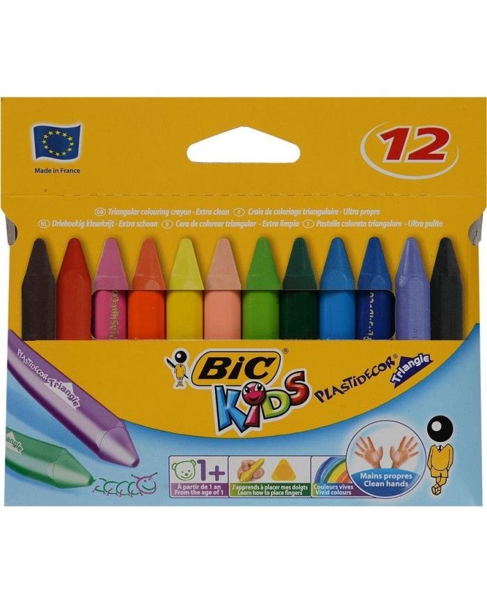 BIC Kids Plastidecor Triangle – Craies de coloriage triangulaires 12 couleurs