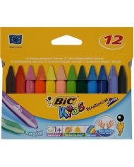 BIC Kids Plastidecor Triangle – Craies de coloriage triangulaires 12 couleurs
