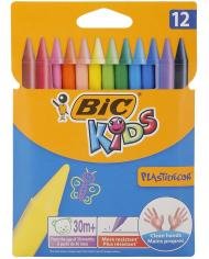 BIC Kids Plastidecor – Étui de 12 Craies de Coloriage