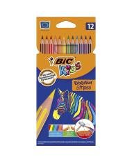 BIC Kids Evolution Stripes – Étui de 12 Crayons de Couleur Multicolores