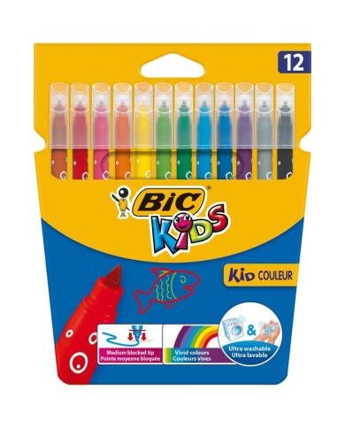 BIC Kids Visa Feutres de Coloriage Lavables Étui de 12 Couleurs