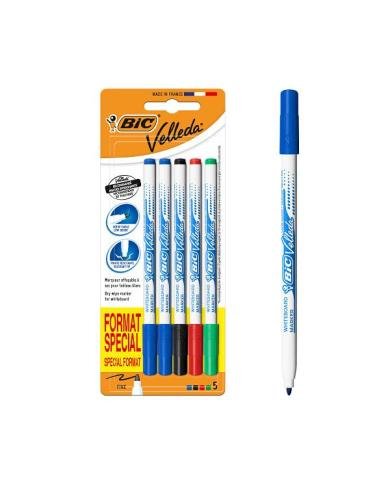 BIC Velleda Pochette de 5 Marqueurs pour Tableau Blanc