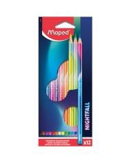 Maped Color Peps Nightfall Étui de 12 Crayons de Couleur Triangulaires