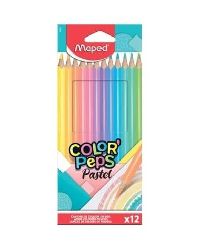 Maped Color Peps Pastel Étui de 12 Crayons de Couleur Triangulaires