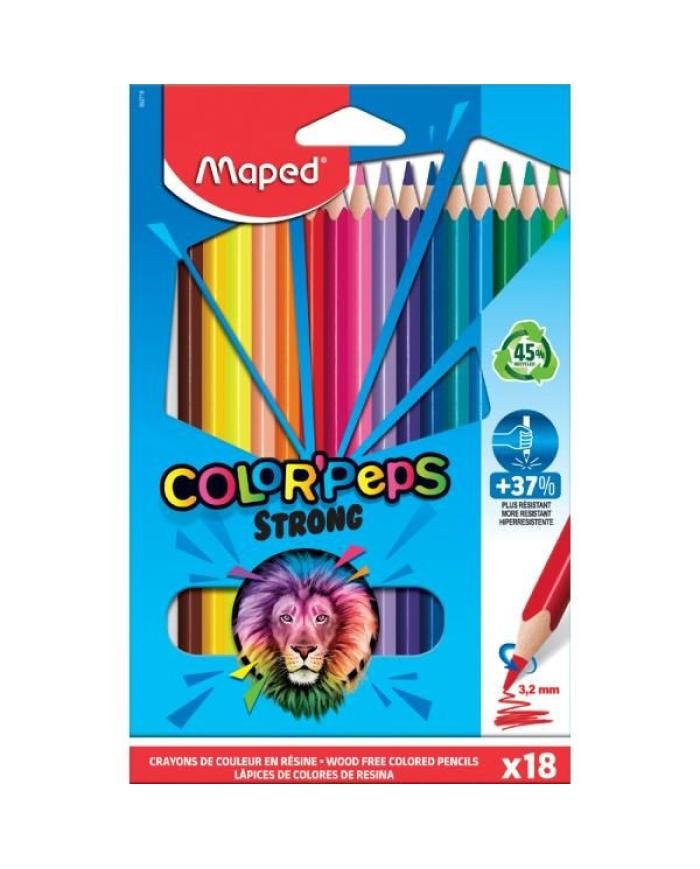 Maped Color Peps Strong Étui de 18 Crayons de Couleur Triangulaires