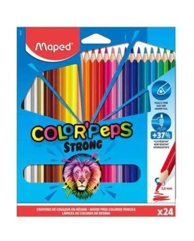 Maped Color Peps Strong Étui de 24 Crayons de Couleur Triangulaires