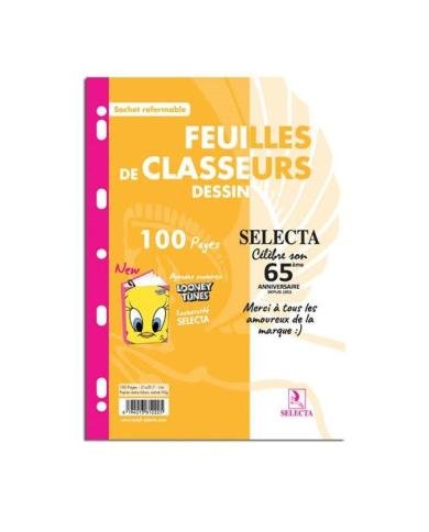 Recharge Classeur 100 Pages Blanches A4 21×29,7 cm Selecta