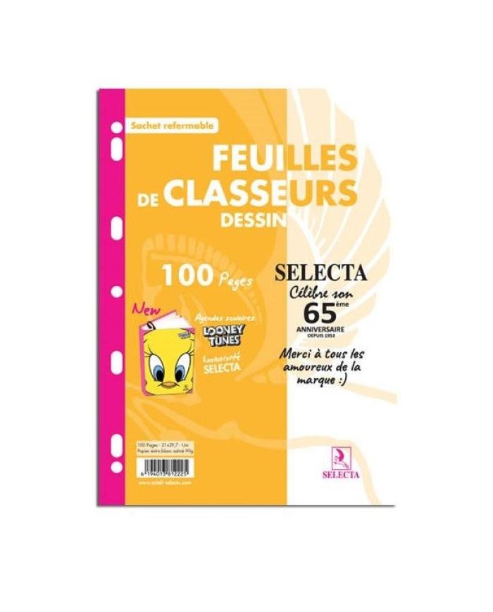 Recharge Classeur 100 Pages Blanches A4 21×29,7 cm Selecta