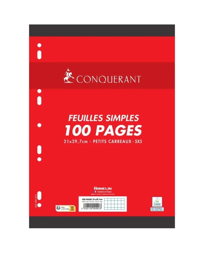 Feuilles Mobiles A4 100 Pages Petits Carreaux 90g Conquérant