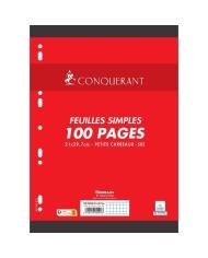 Feuilles Mobiles A4 100 Pages Petits Carreaux 90g Conquérant