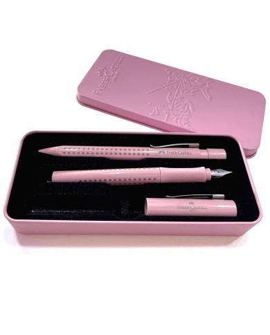 Coffret Écriture Faber-Castell Grip 2010 Harmony Rose Shadows – Stylo-plume M + Stylo-bille