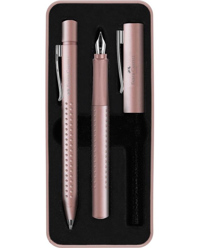 Coffret Écriture Faber-Castell Grip 2011 Pale Rose – Stylo-plume M + Stylo-bille
