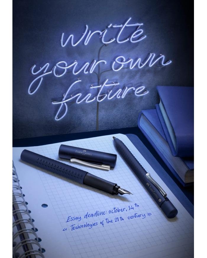 Stylo plume Grip 2011 bleu classique – Plume M – Faber-Castell