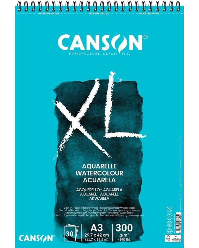Bloc spiralé Canson XL Aquarelle A3 – 30 feuilles – 300 g/m²