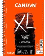 CANSON XL Croquis - Album de dessin - reliure à anneaux métalliques - A5 - 60 feuilles - ivoire