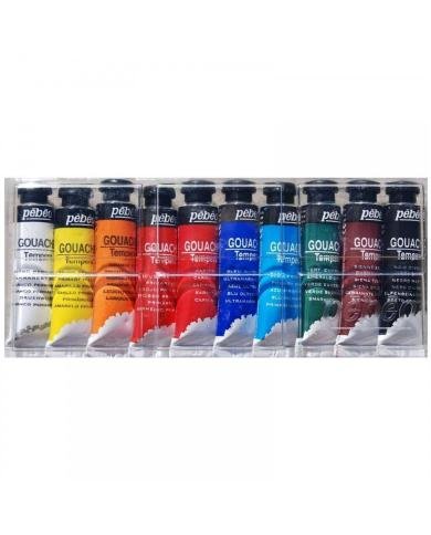 Boîte de 10 gouaches en tubes 10 ml Pébéo Tempera
