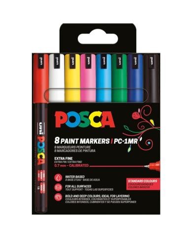 Pochette de 8 marqueurs POSCA PC-1MR pointe extra fine 0,7 mm