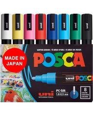 Pochette de 8 marqueurs POSCA PC-5M pointe moyenne 1,8 à 2,5 mm