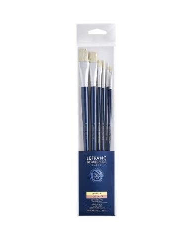 Set de 6 pinceaux huile en soie de porc manches longs Lefranc Bourgeois