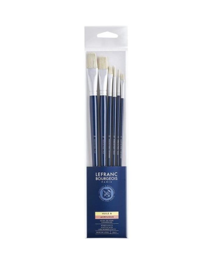 Set de 6 pinceaux huile en soie de porc manches longs Lefranc Bourgeois