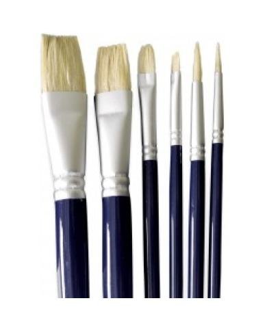 Set de 6 pinceaux huile en soie de porc manches longs Lefranc Bourgeois