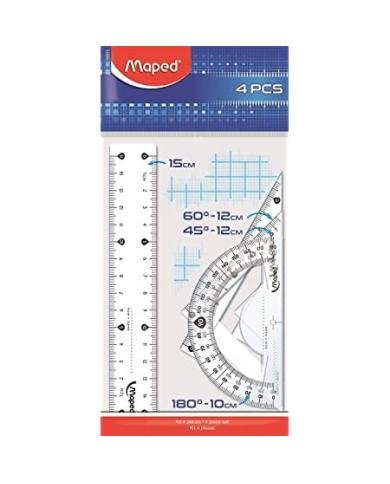 Pochette Géométrique Maped 20 cm Kit Complet 4 Pièces