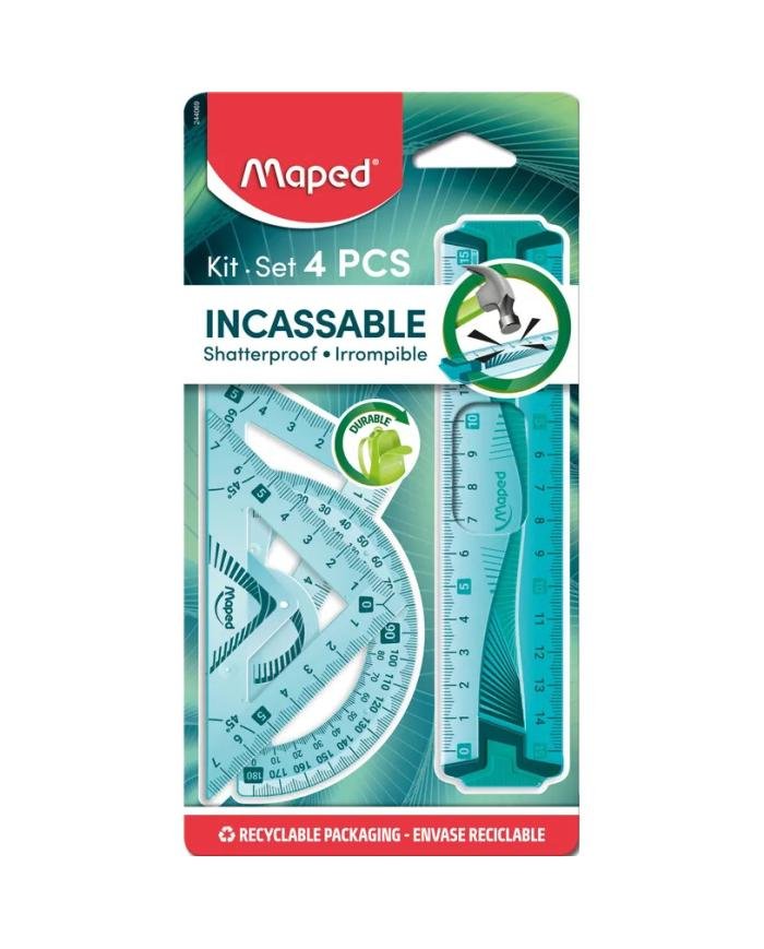 Pochette Mini Incassable 15 CM Maped Kit Géométrique 4 Pièces