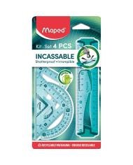 Pochette Mini Incassable 15 CM Maped Kit Géométrique 4 Pièces