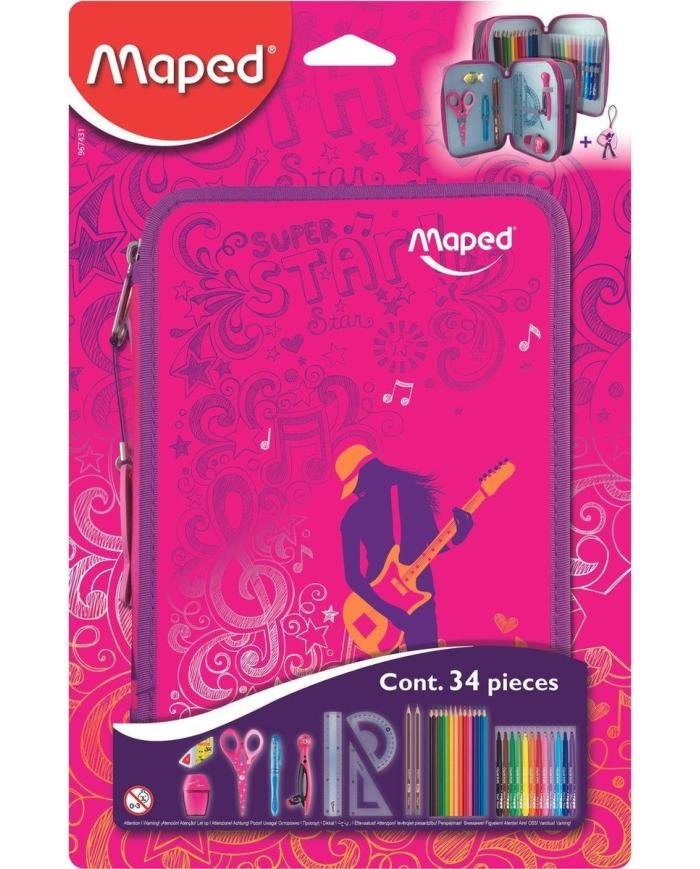 Trousse Scolaire Maped Girly 34 Pièces