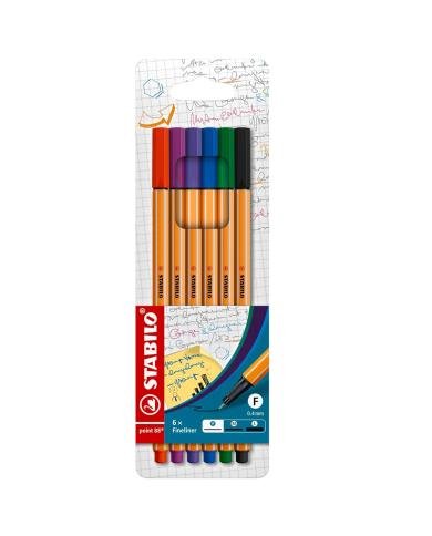 Feutres fins STABILO Point 88 – Pochette de 6 couleurs