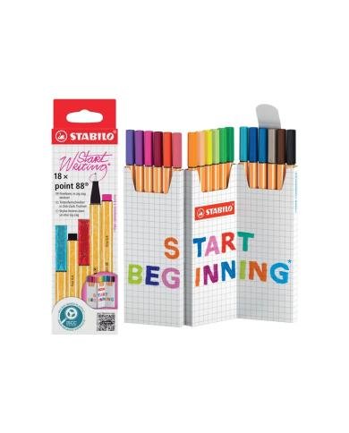 Feutres fins STABILO Point 88 ZigZag – Pochette de 18 couleurs
