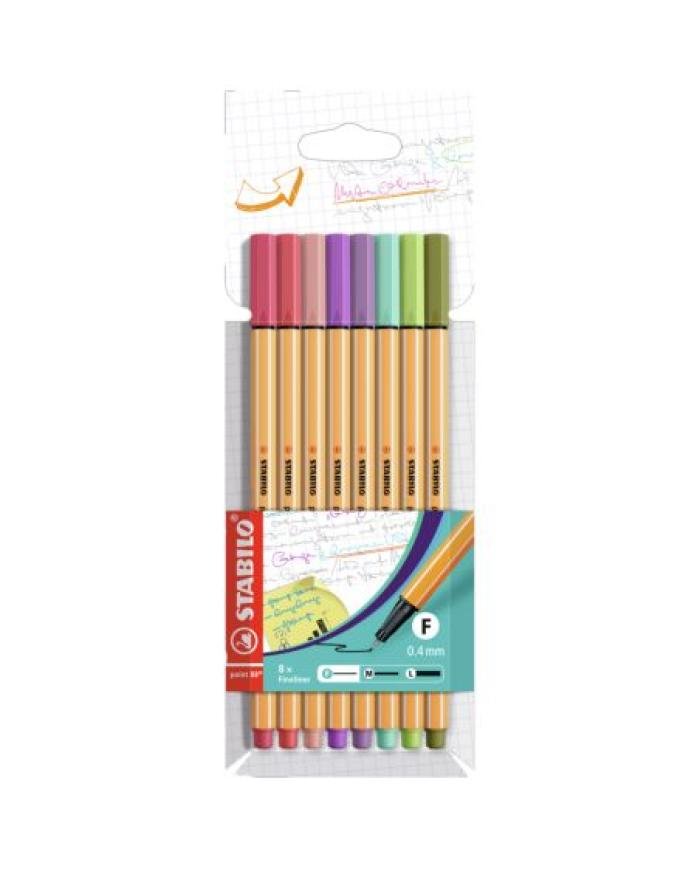 Feutres fins STABILO Point 88 Pastel – Pochette de 8 couleurs