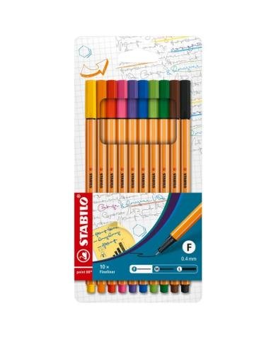 Feutres fins STABILO Point 88 – Pochette de 10 couleurs